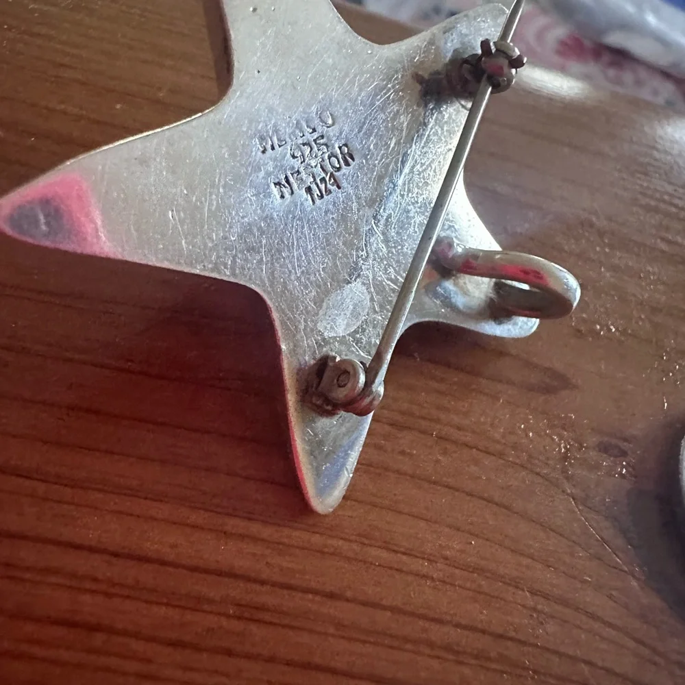 RARE Nestor Star Vintage Sterling Silver Pendant Pin 1980s